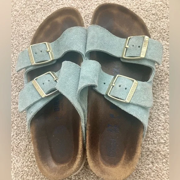 Birkenstock Blue Double Strap Sandal Flats Size 6.5 - Picture 2 of 6